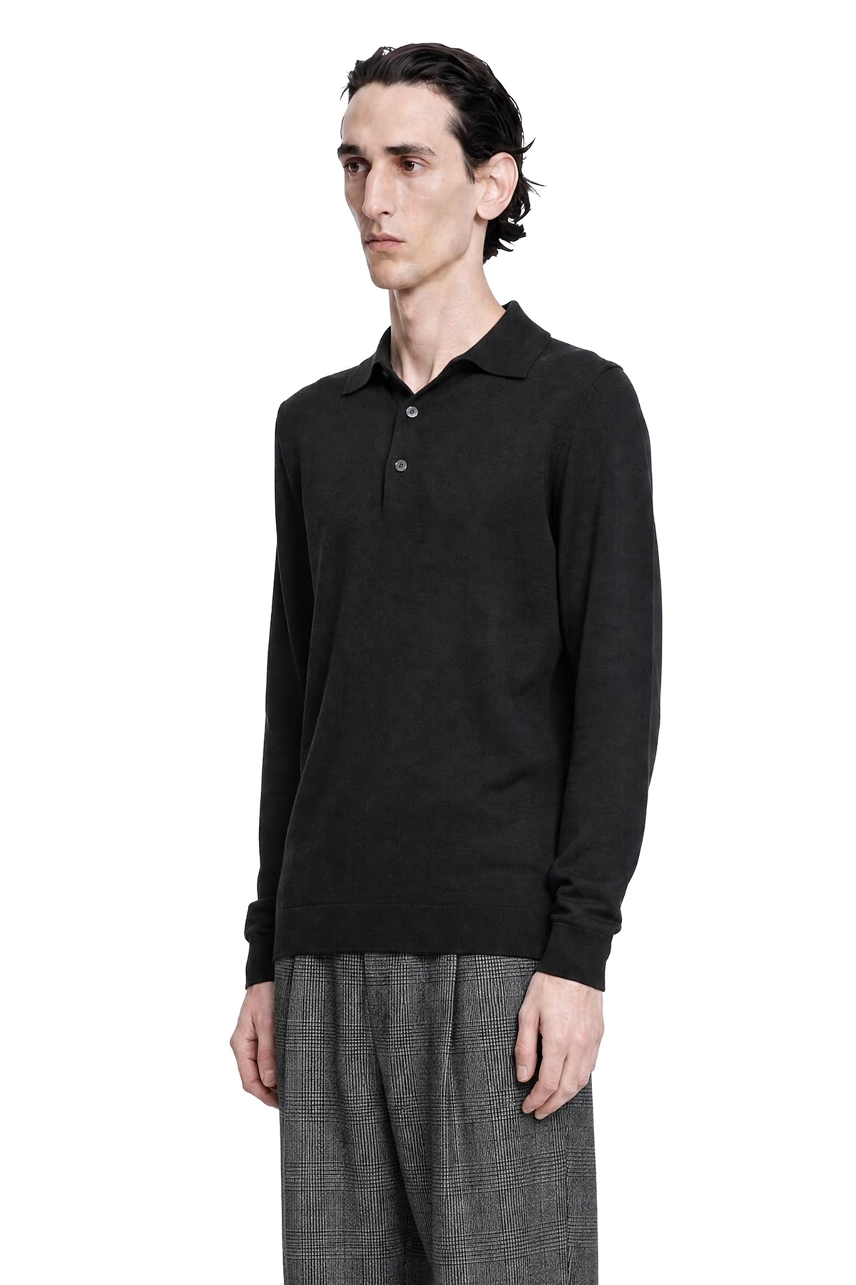 Wool-Silk Long Sleeve Polo