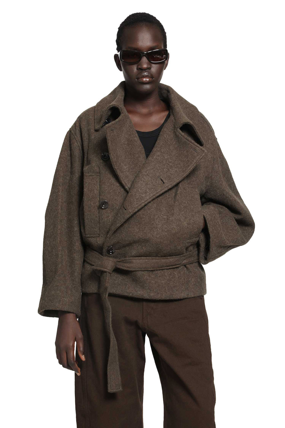 LEMAIRE Felted Wool Short Wrap Coat woman