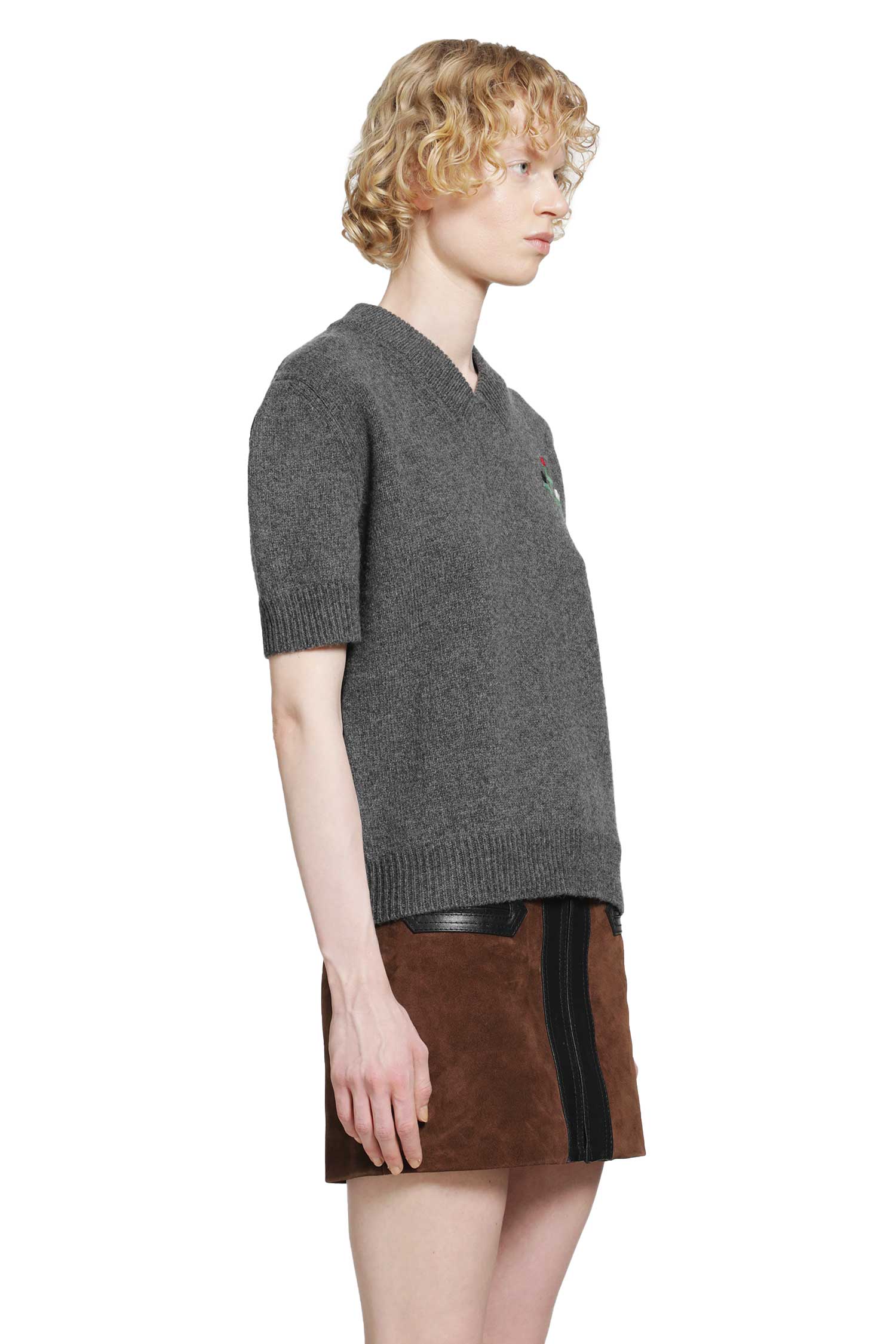 Short Sleeve V-Neck Cashmere Sweater