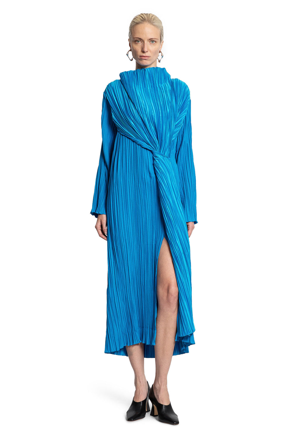 Pleated Dress with Twisted Waist
