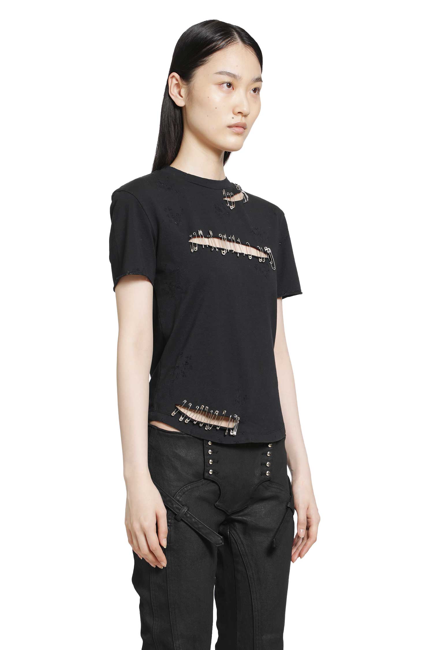 DILARA FINDIKOGLU Black Safety Pin T-Shirt woman