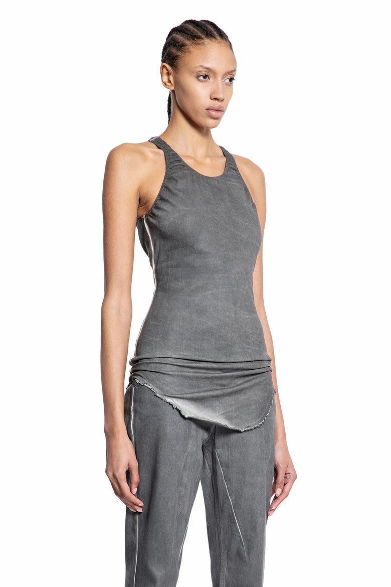 RICK OWENS DRKSHDW WOMAN GREY T-SHIRTS & TANK TOPS