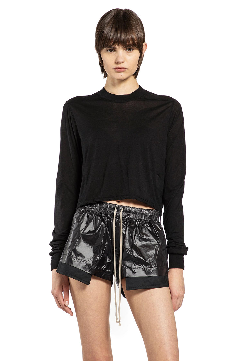 RICK OWENS DRKSHDW Temple Cropped Level Long Sleeve T-Shirt woman