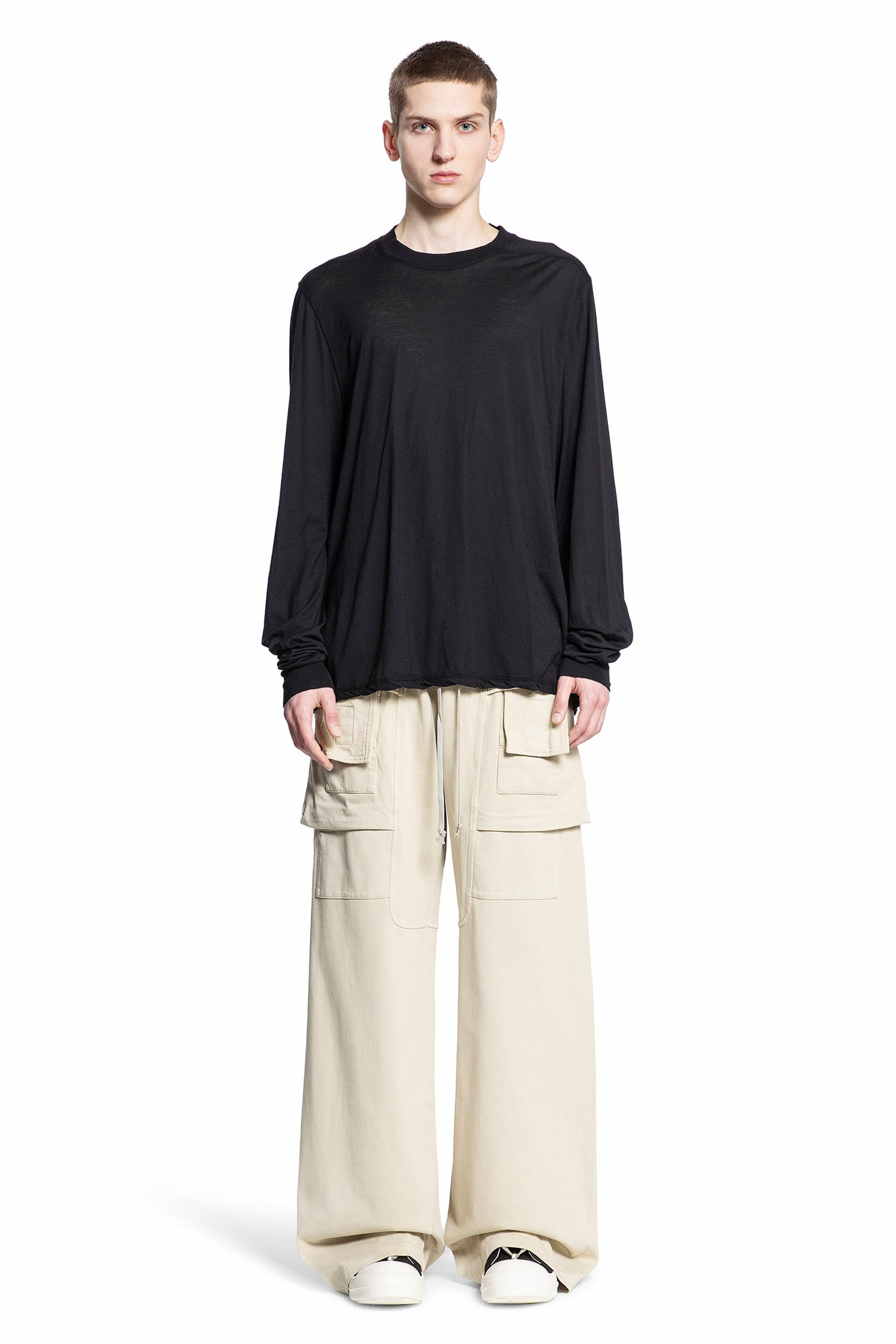 RICK OWENS DRKSHDW MAN OFF-WHITE TROUSERS