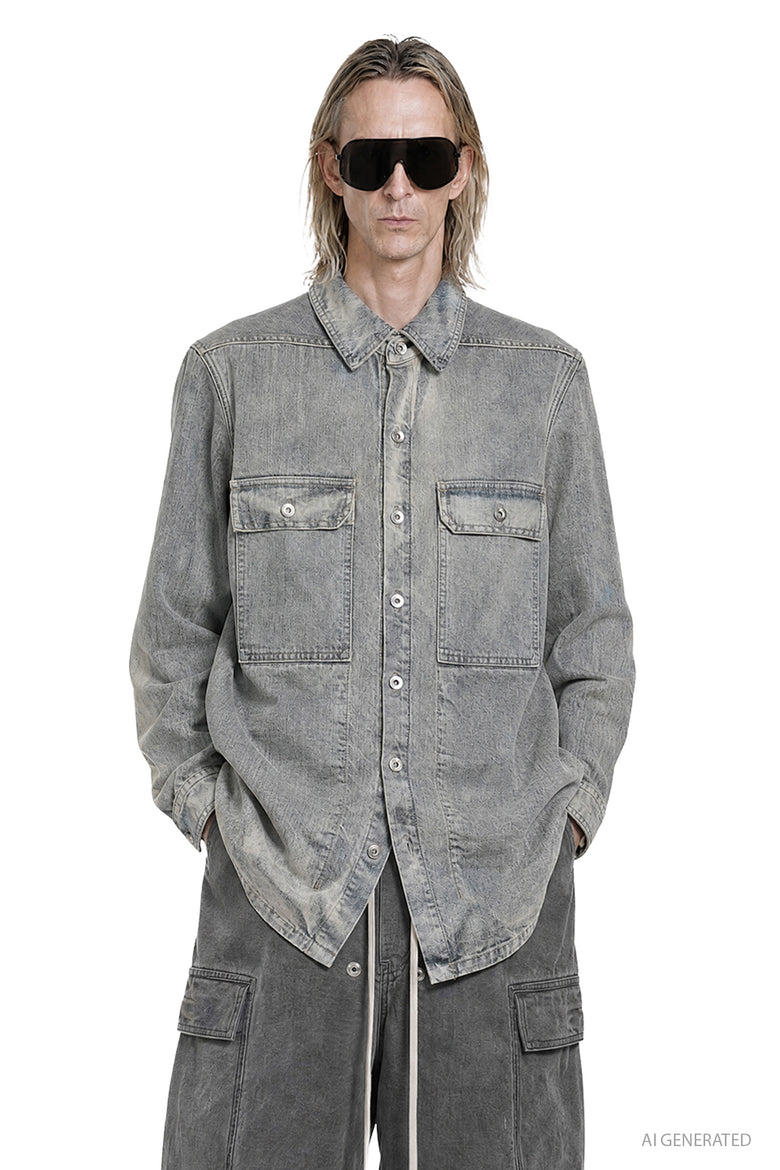 RICK OWENS DRKSHDW Tower Outershirt in 13oz Denim man