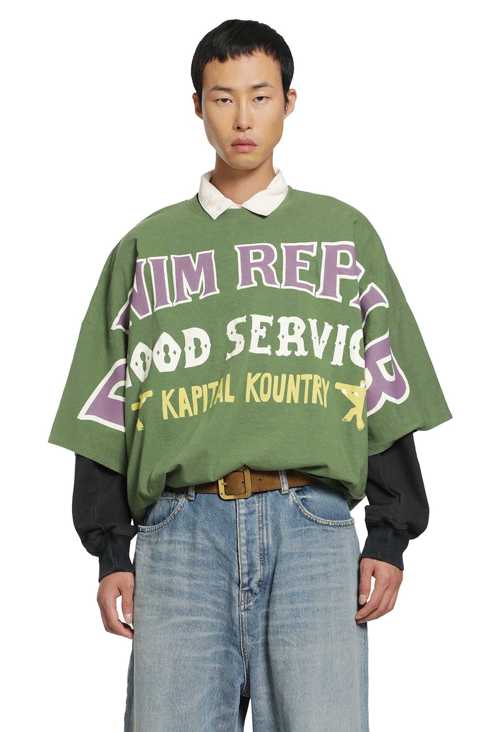 KAPITAL 18.5 /Jersey Huge Denim Repair T-Shirt man
