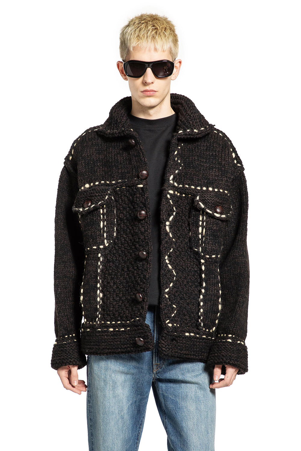 KAPITAL Wool Hand Knit Cowichan G-Jacket man