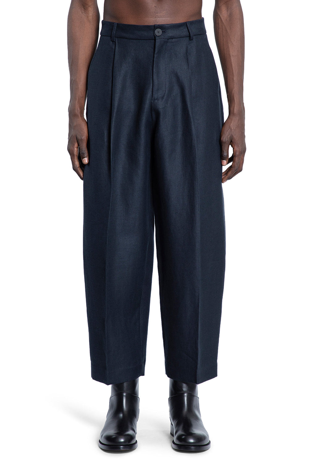 STUDIO NICHOLSON MAN BLUE TROUSERS