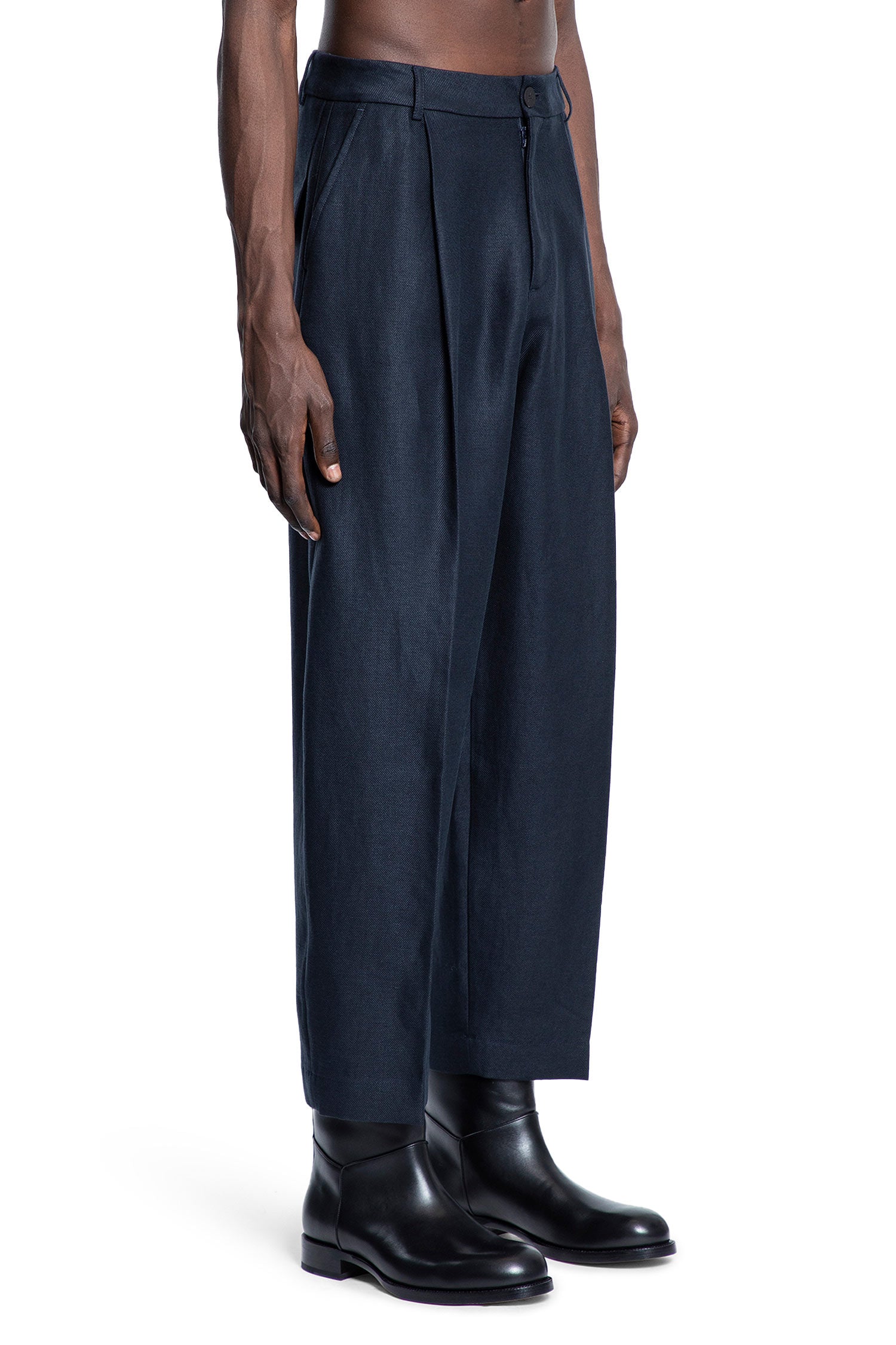 STUDIO NICHOLSON MAN BLUE TROUSERS