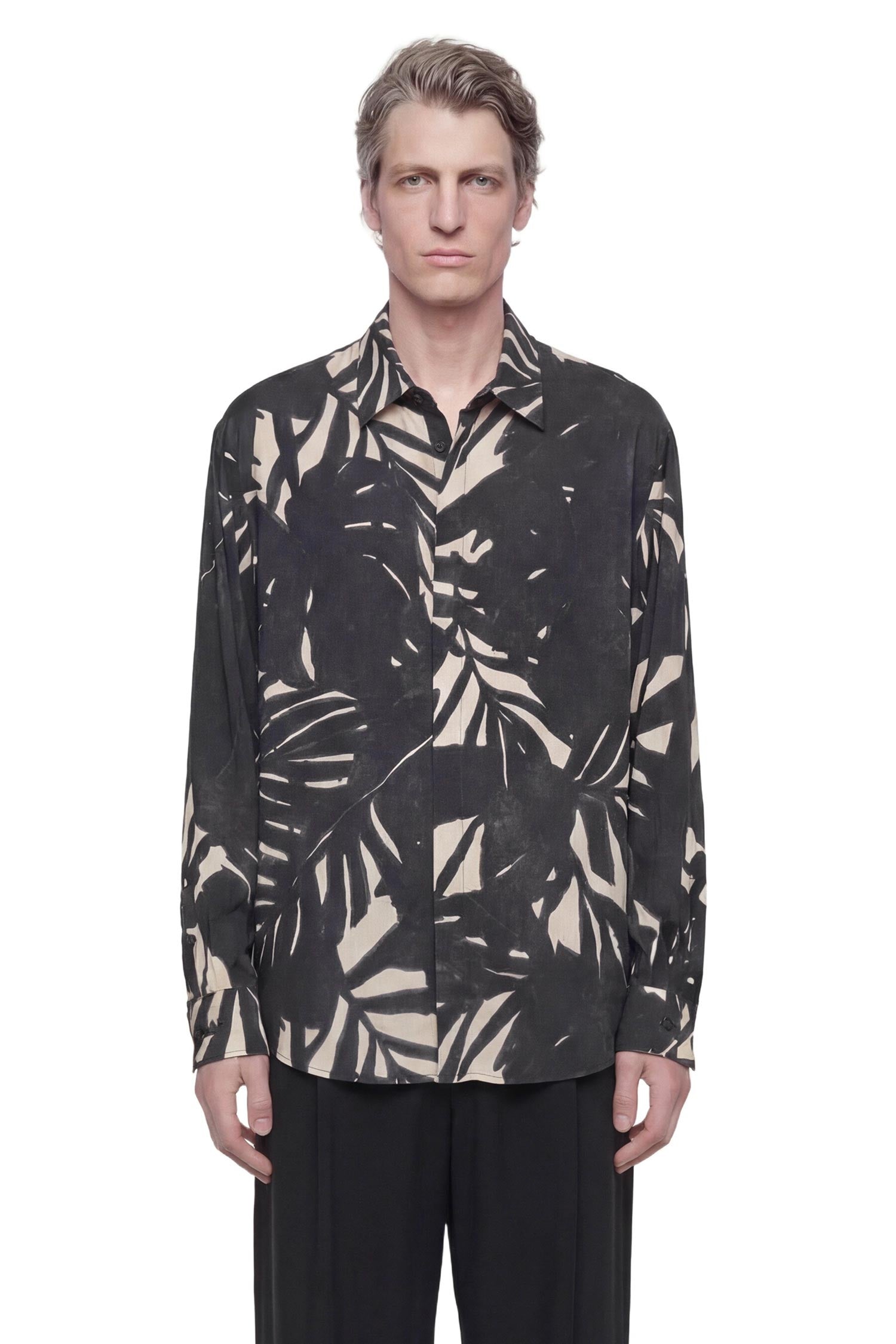 Comfort Fit Shirt in Printed Fluid Viscose