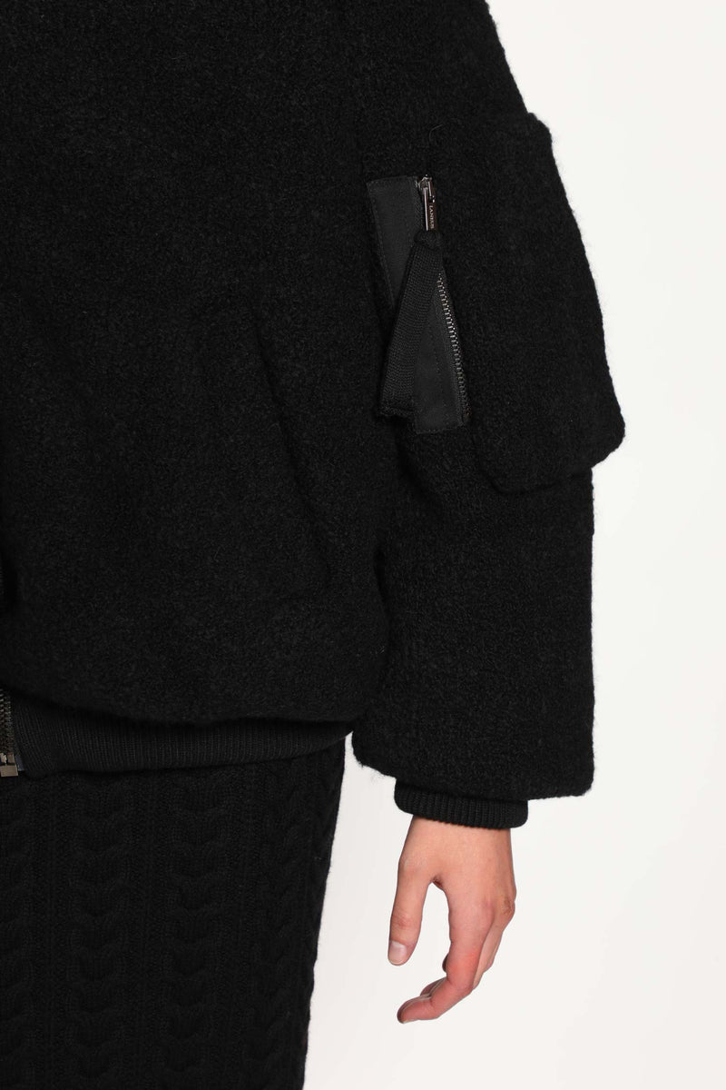 Bouclé Knit Bomber Jacket