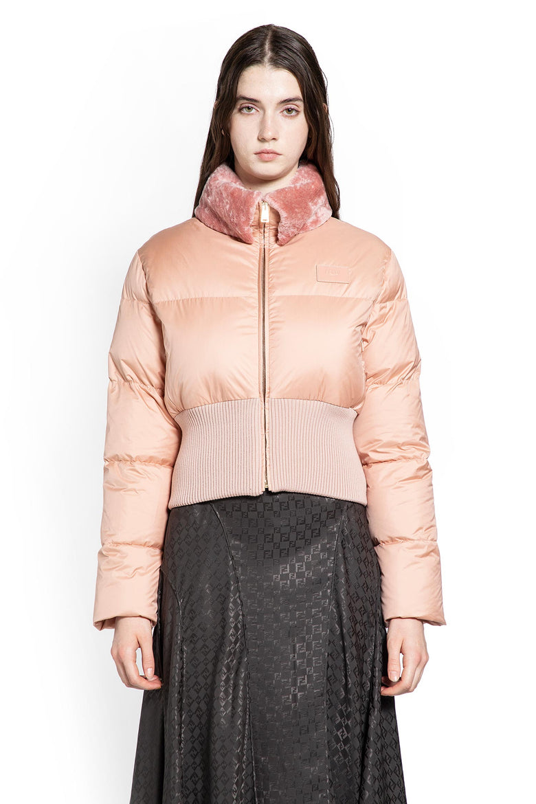 Nylon and Shearling Down Jacket