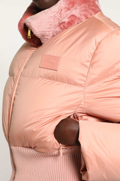 Nylon and Shearling Down Jacket