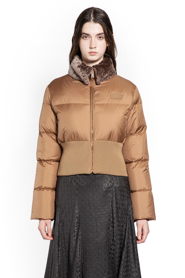 Nylon and Shearling Down Jacket