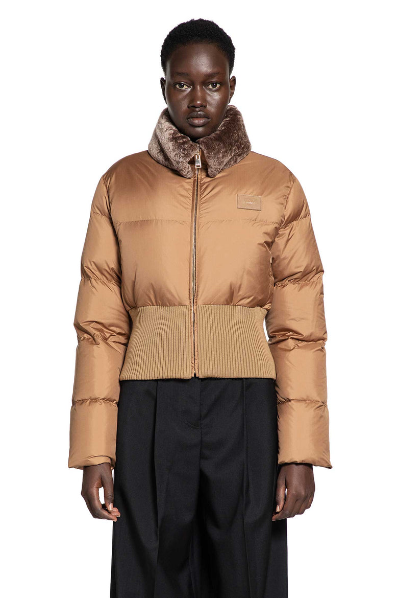 Nylon and Shearling Down Jacket