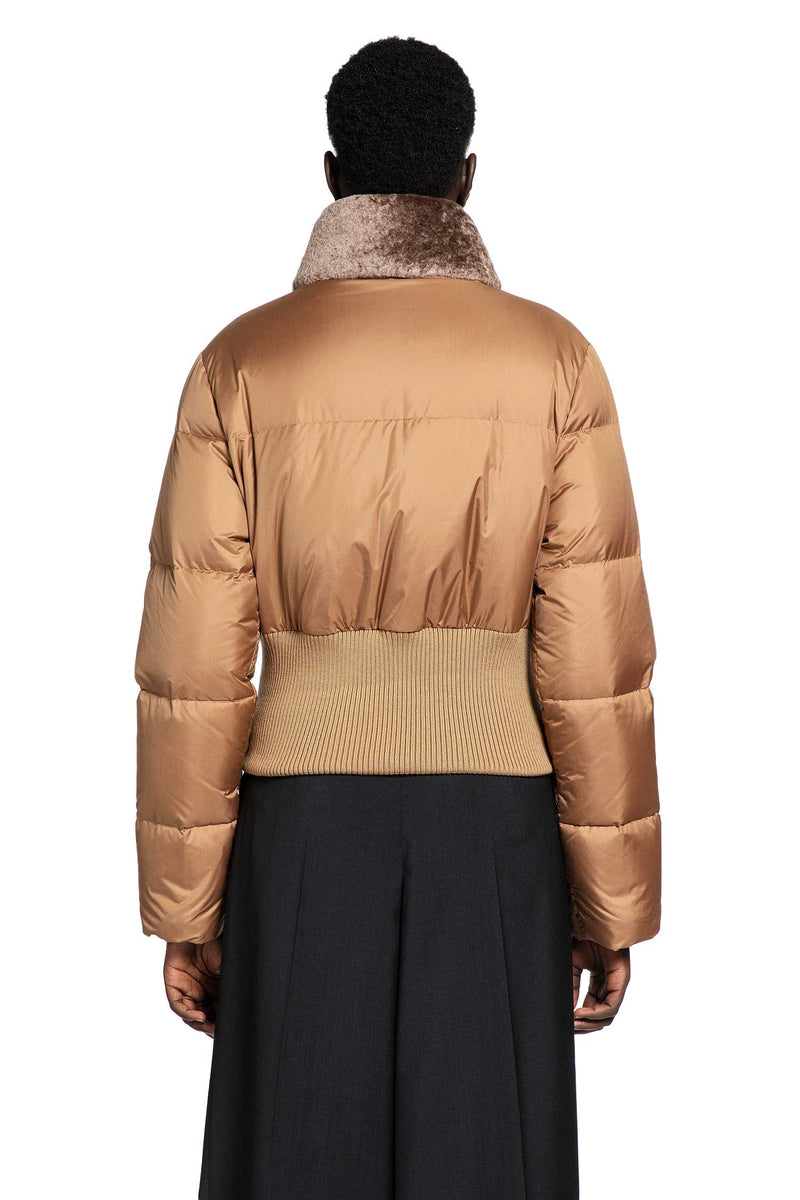 Nylon and Shearling Down Jacket