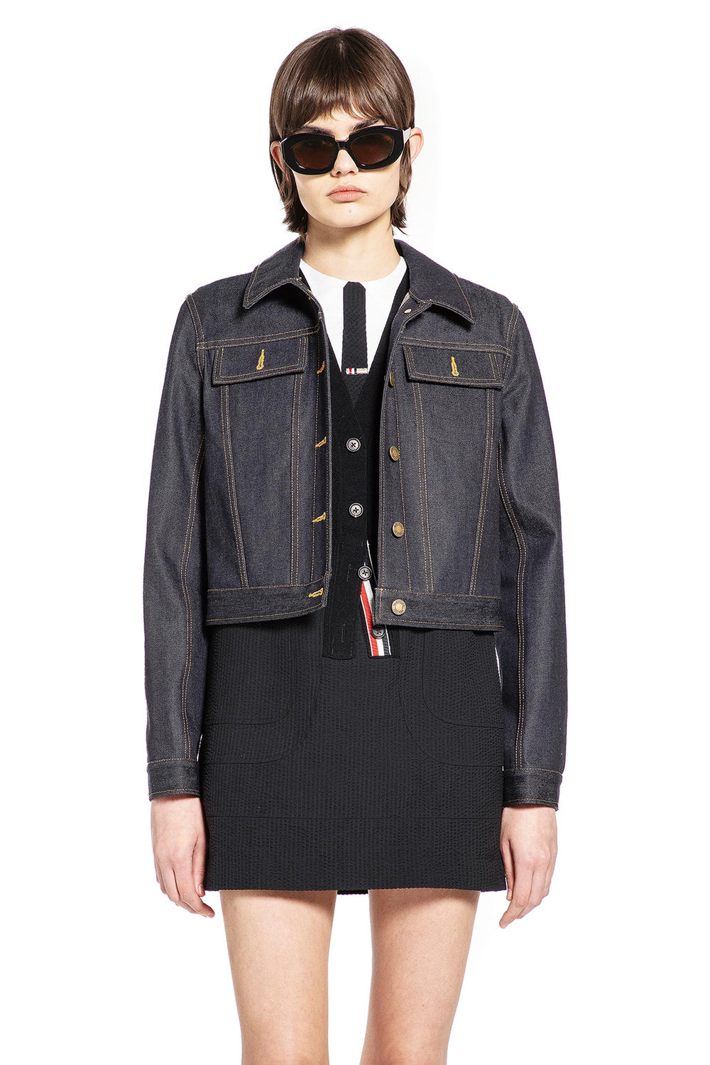 THOM BROWNE Selvedge Denim Shrunken Jacket woman