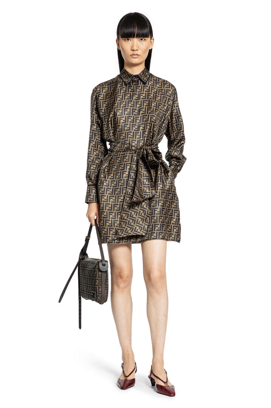 FENDI WOMAN BROWN DRESSES