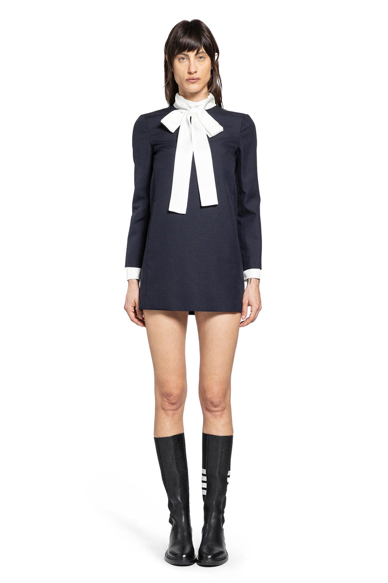 Straight Shift Dress in High-Twist Wool Suiting