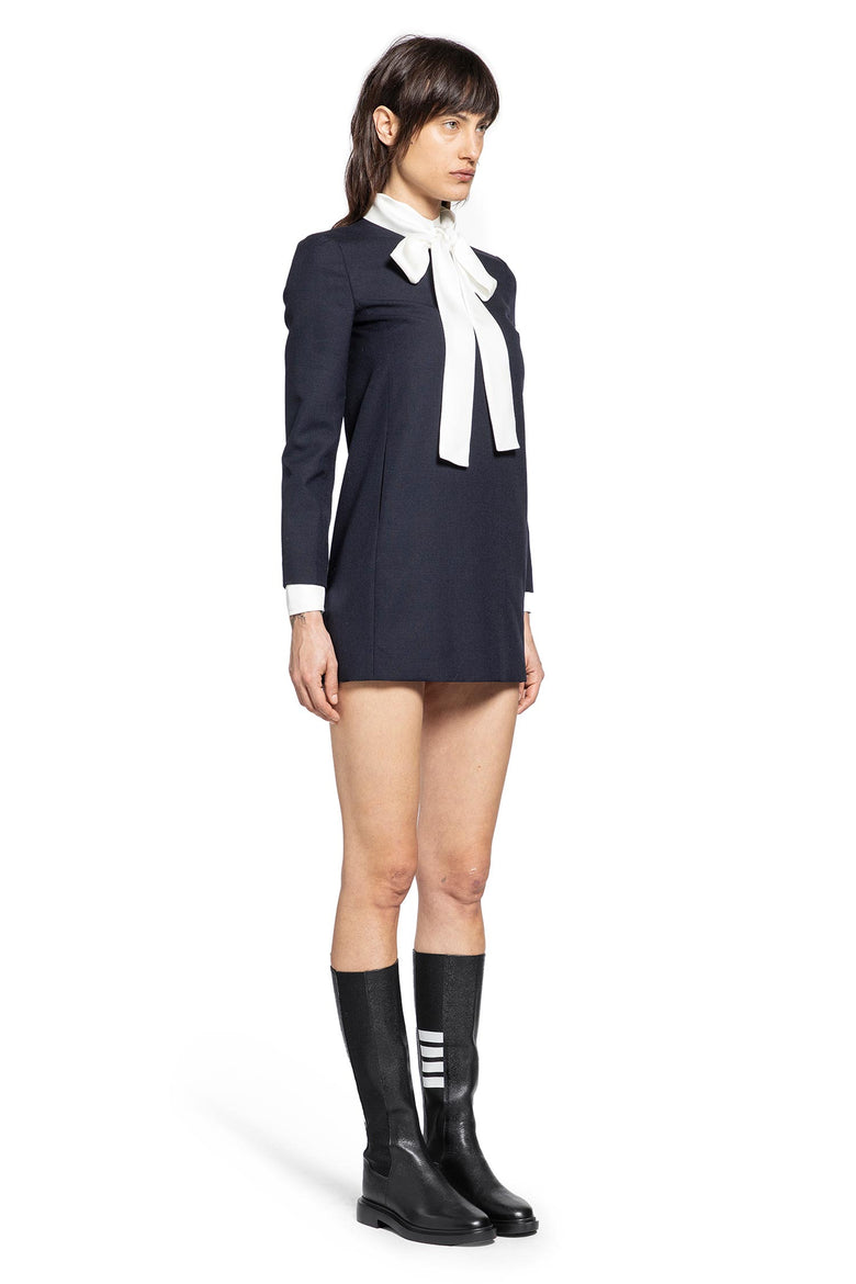 Straight Shift Dress in High-Twist Wool Suiting