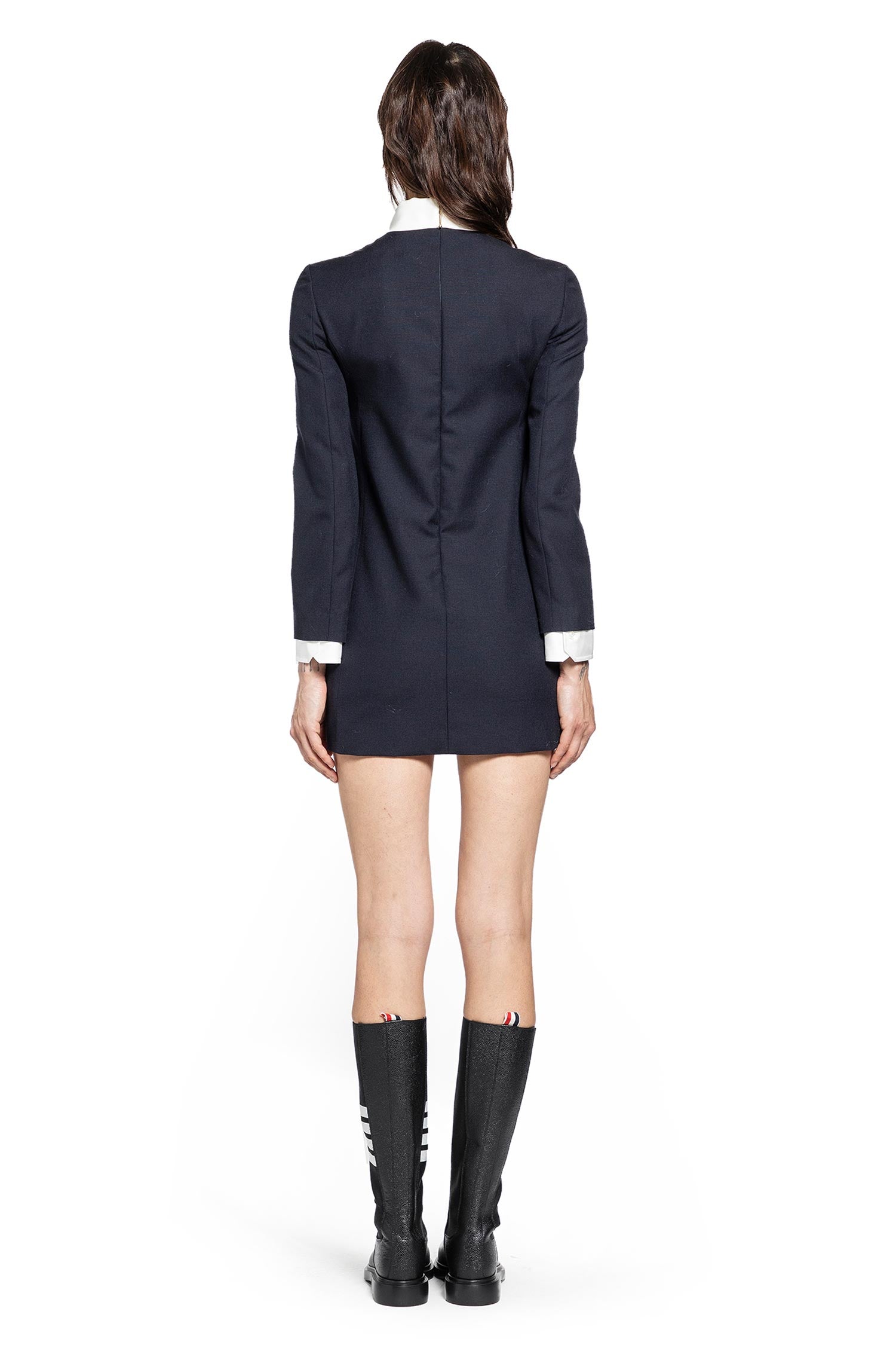 Straight Shift Dress in High-Twist Wool Suiting