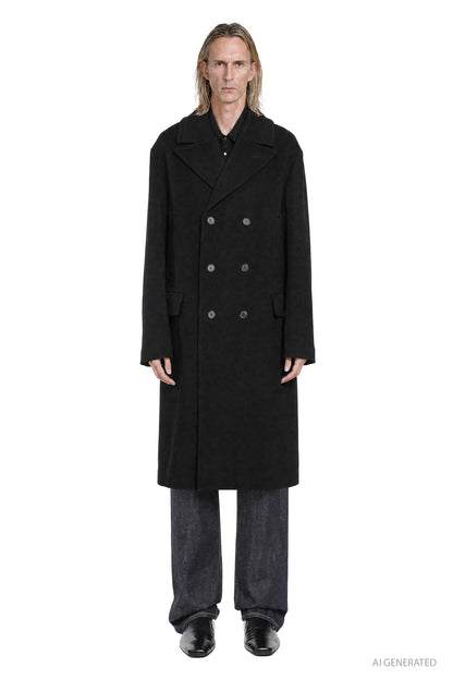 Wool Angora Double-Breasted Coat