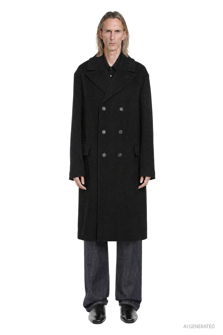 FENDI Wool Angora Double-Breasted Coat man
