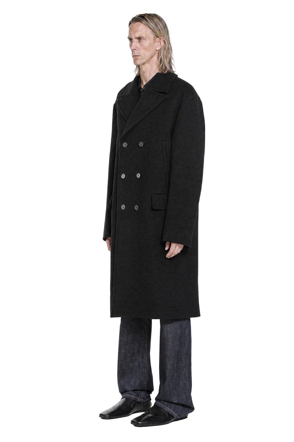 Wool Angora Double-Breasted Coat