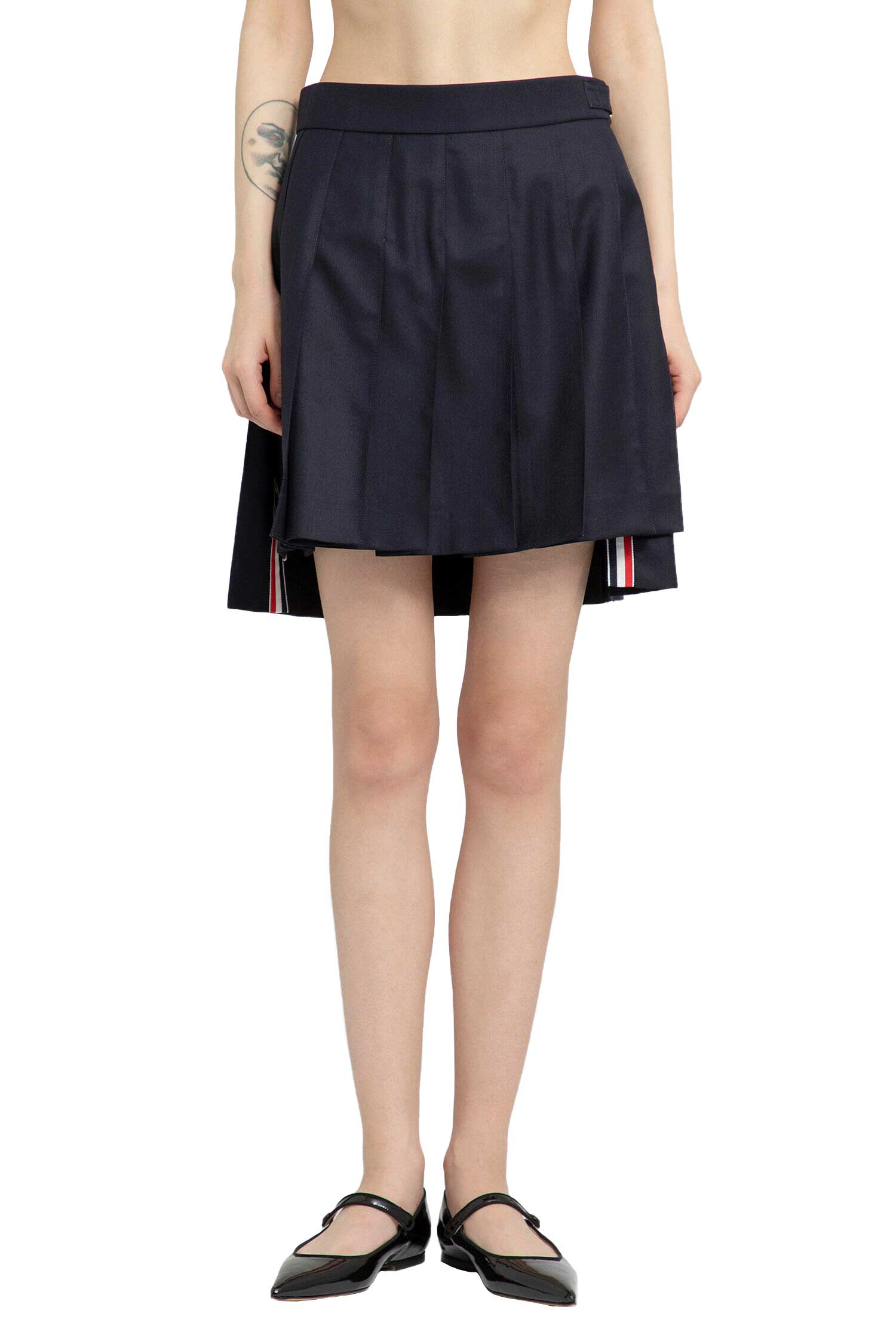 THOM BROWNE Super 120's Twill Pleated Mini Skirt woman