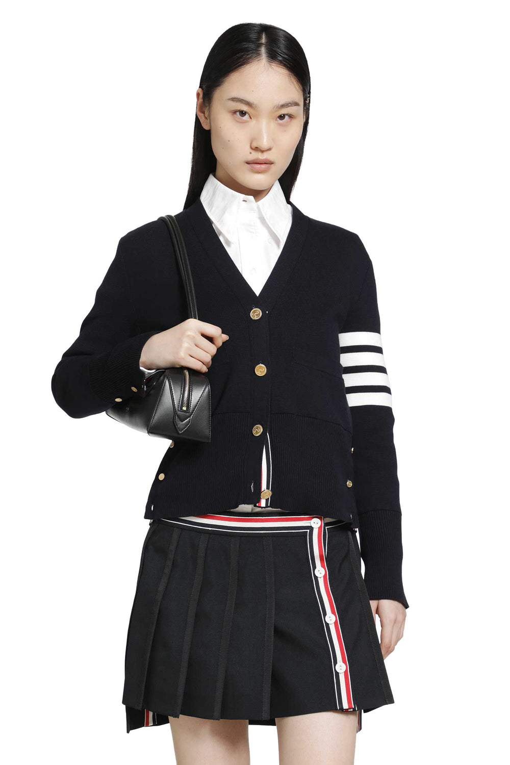 THOM BROWNE Milano Classic 4-Bar V-Neck Cardigan woman
