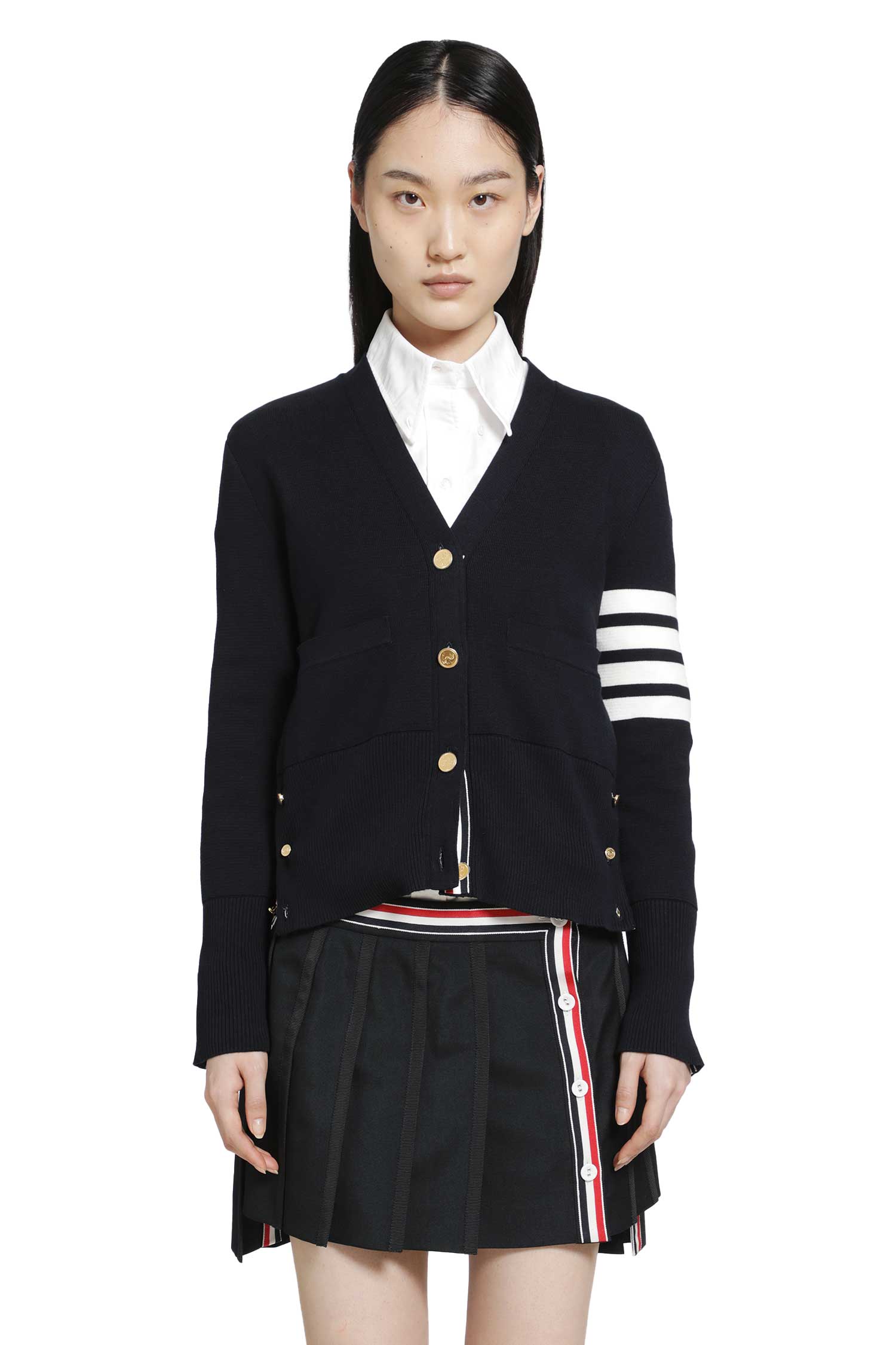 THOM BROWNE Milano Classic 4-Bar V-Neck Cardigan woman