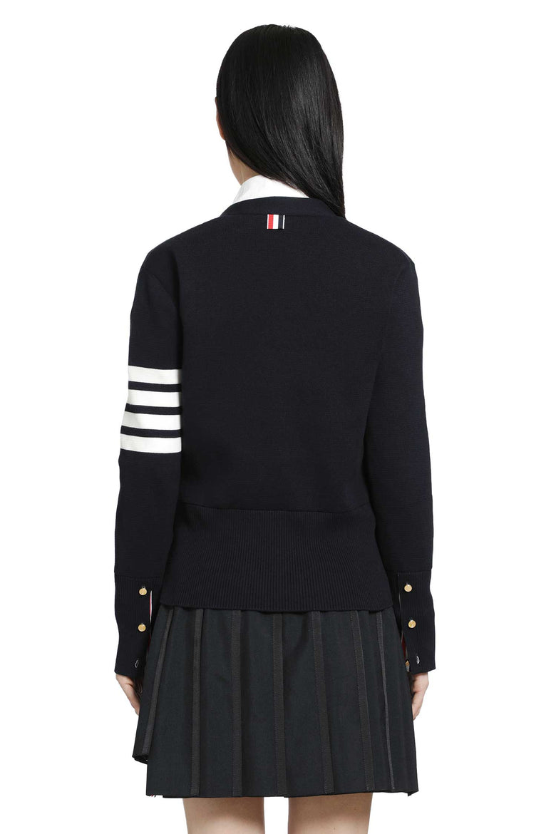 THOM BROWNE Milano Classic 4-Bar V-Neck Cardigan woman