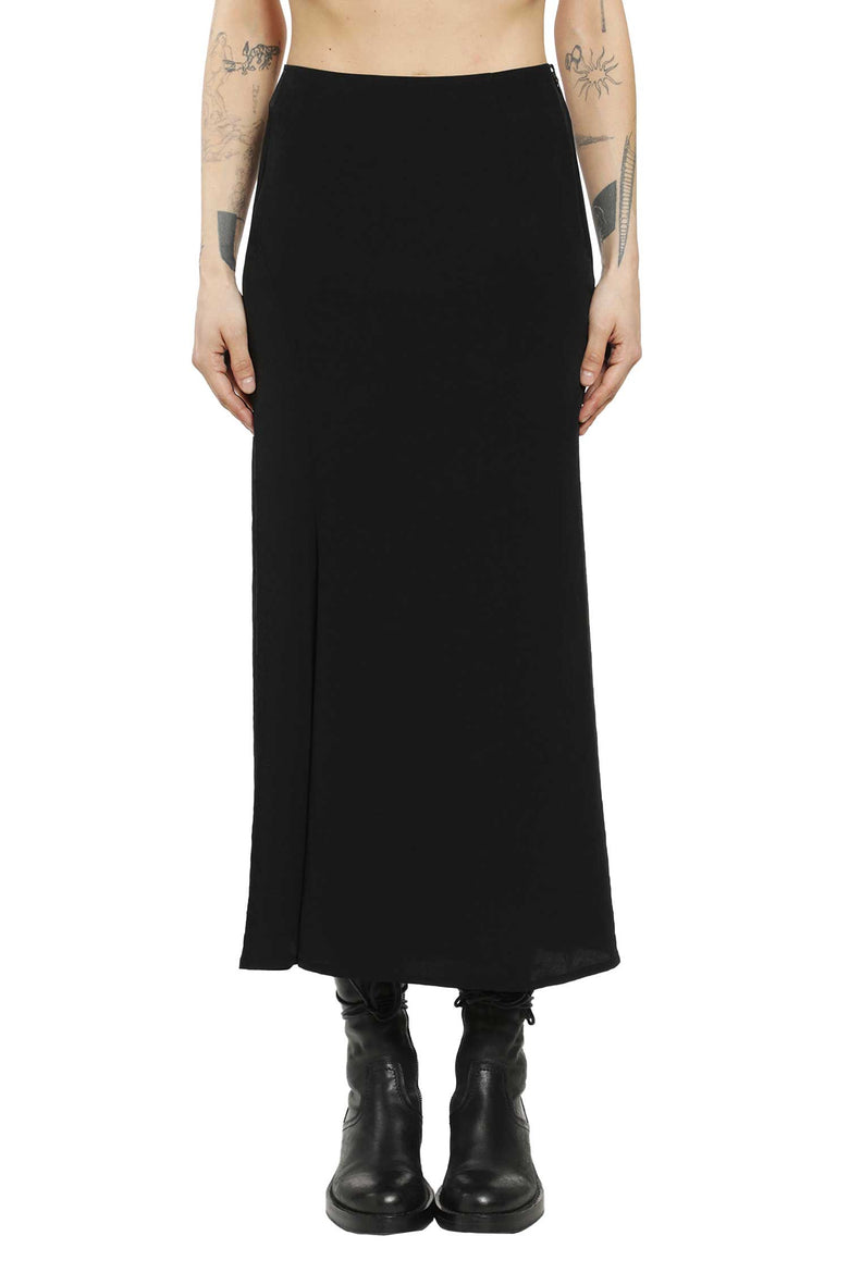 Crepe de Chine Diagonal Cutting Long Skirt