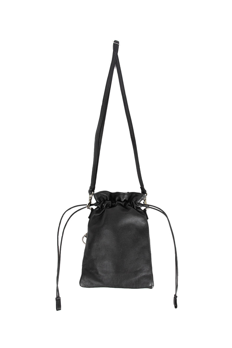 Drawstring Leather Shoulder Bag