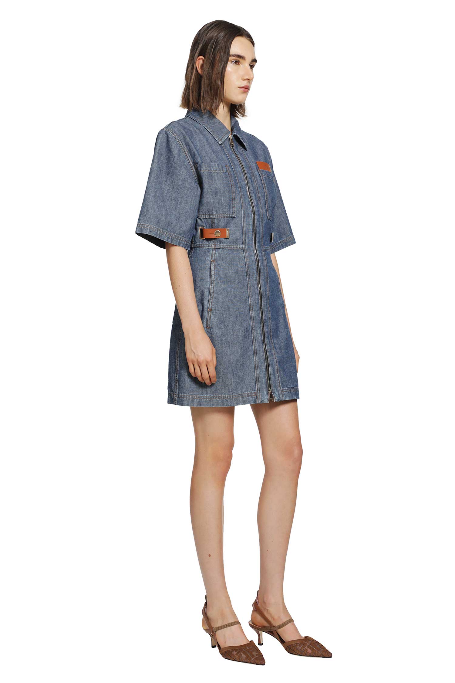 FENDI Chambray Denim Shirt Dress woman