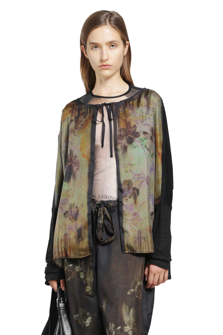 IA LONDON Wild Lily Silk Linen Cardigan woman