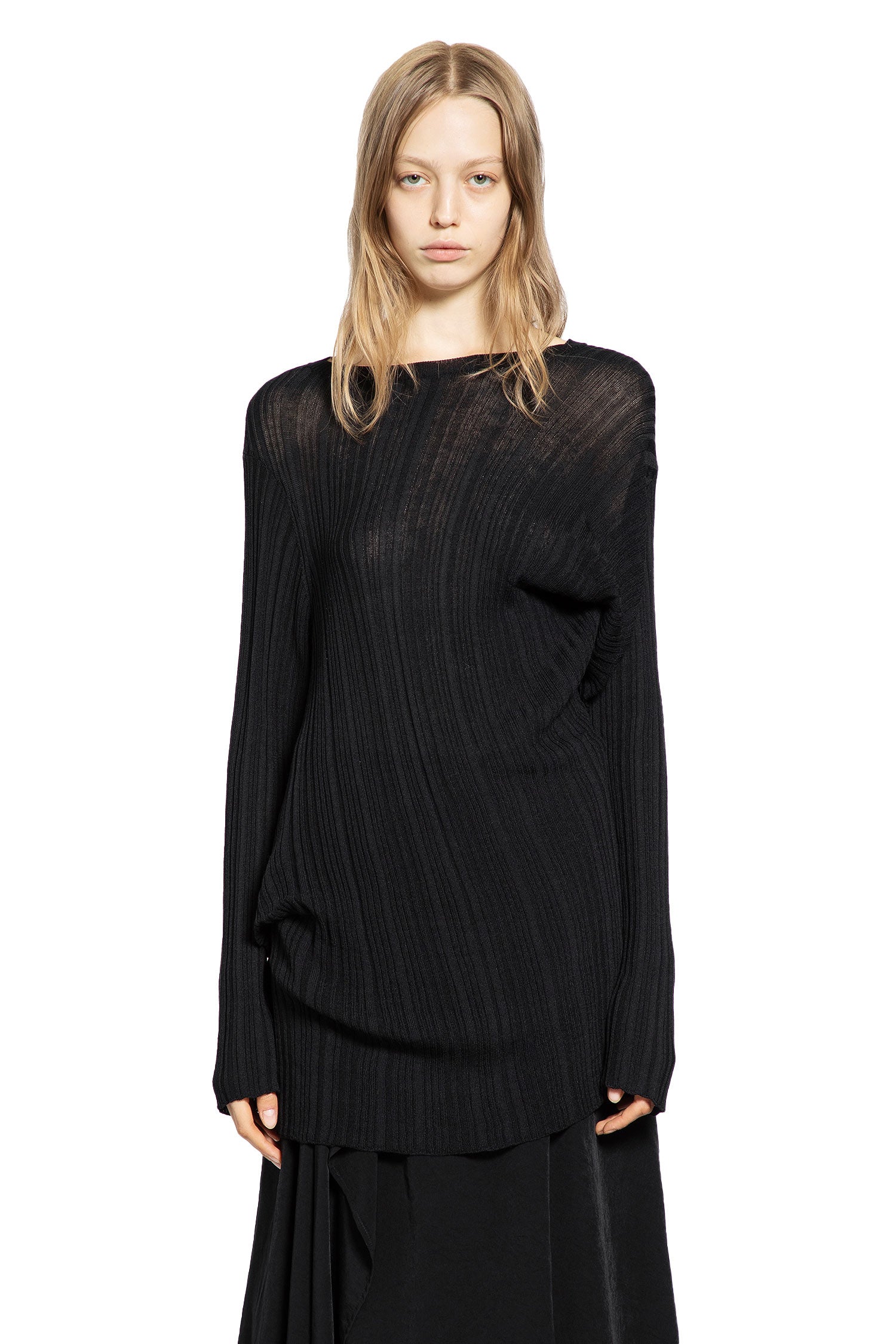 YOHJI YAMAMOTO WOMAN BLACK T-SHIRTS & TANK TOPS