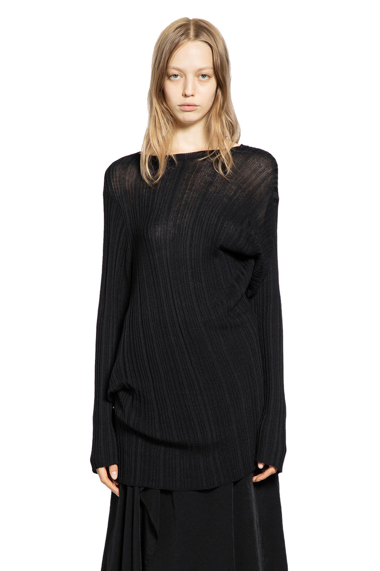 YOHJI YAMAMOTO WOMAN BLACK T-SHIRTS & TANK TOPS