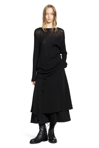 YOHJI YAMAMOTO WOMAN BLACK T-SHIRTS & TANK TOPS