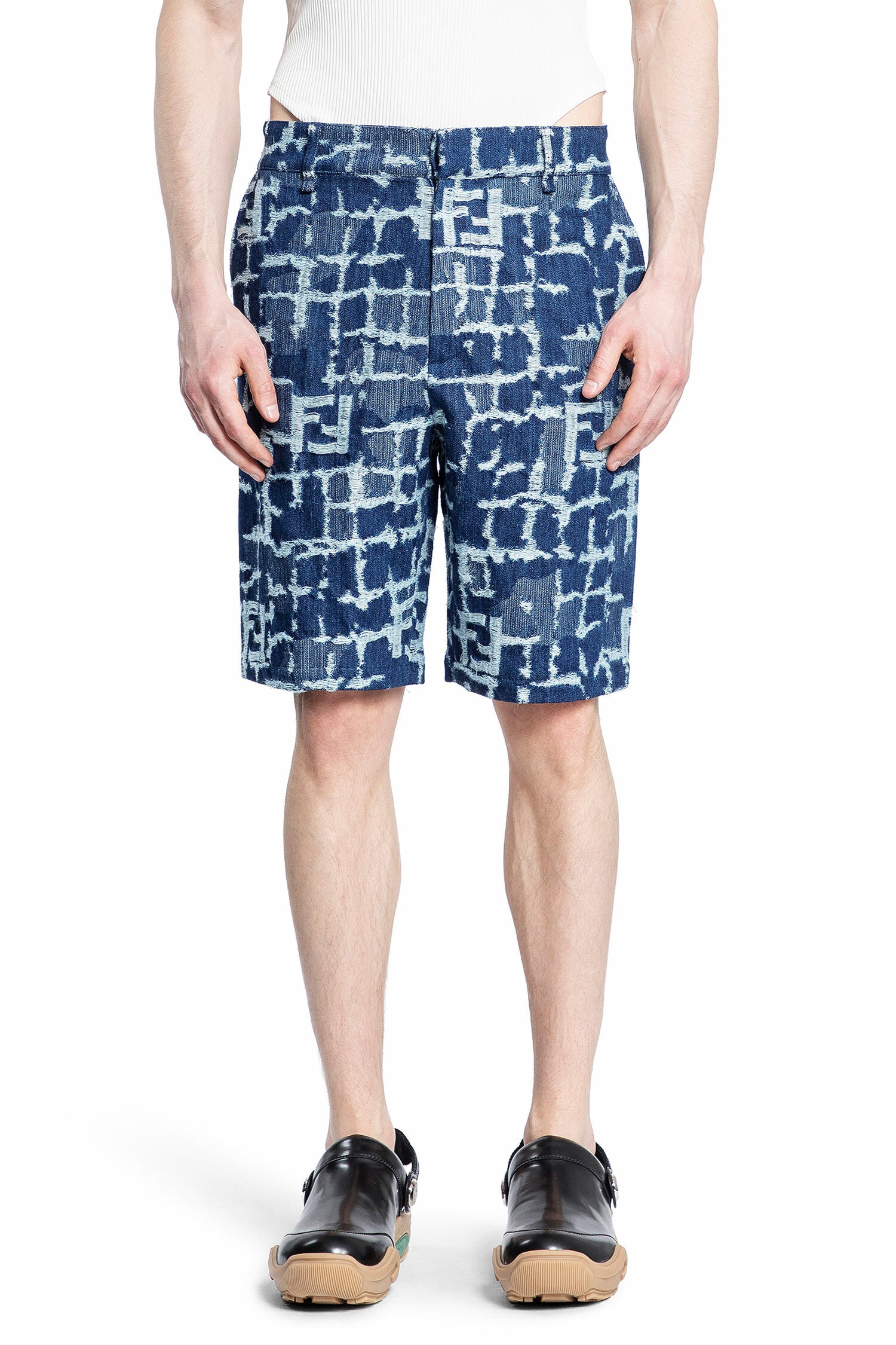 FENDI MAN BLUE SHORTS & SKIRTS