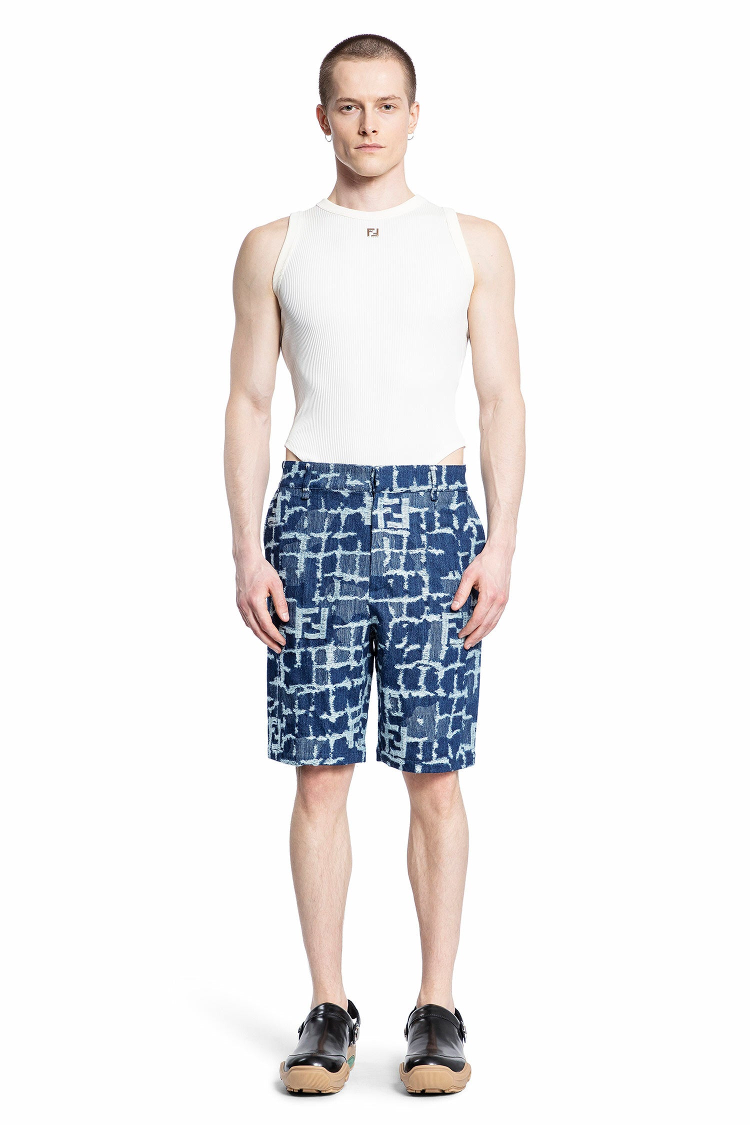 FENDI MAN BLUE SHORTS & SKIRTS