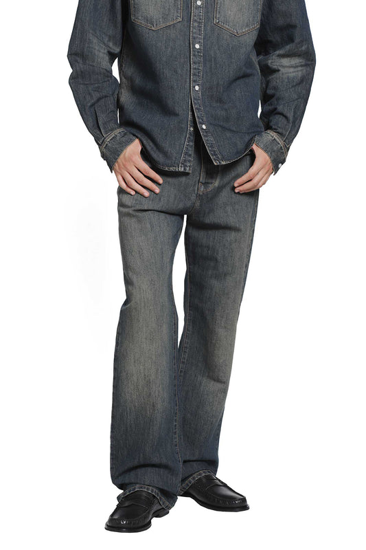 Washed Denim Long Jeans