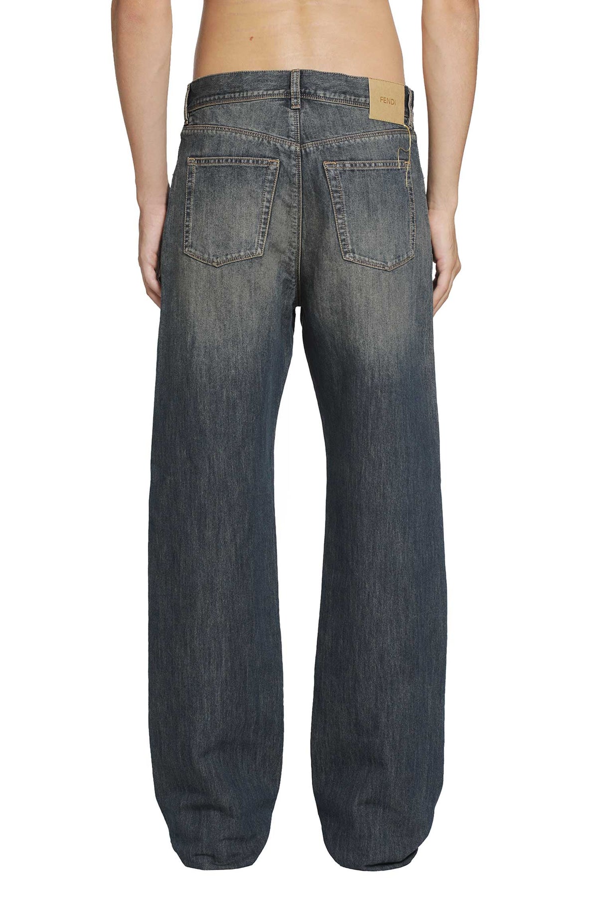 Washed Denim Long Jeans