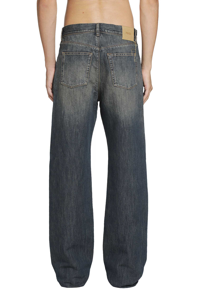 FENDI Washed Denim Long Jeans man