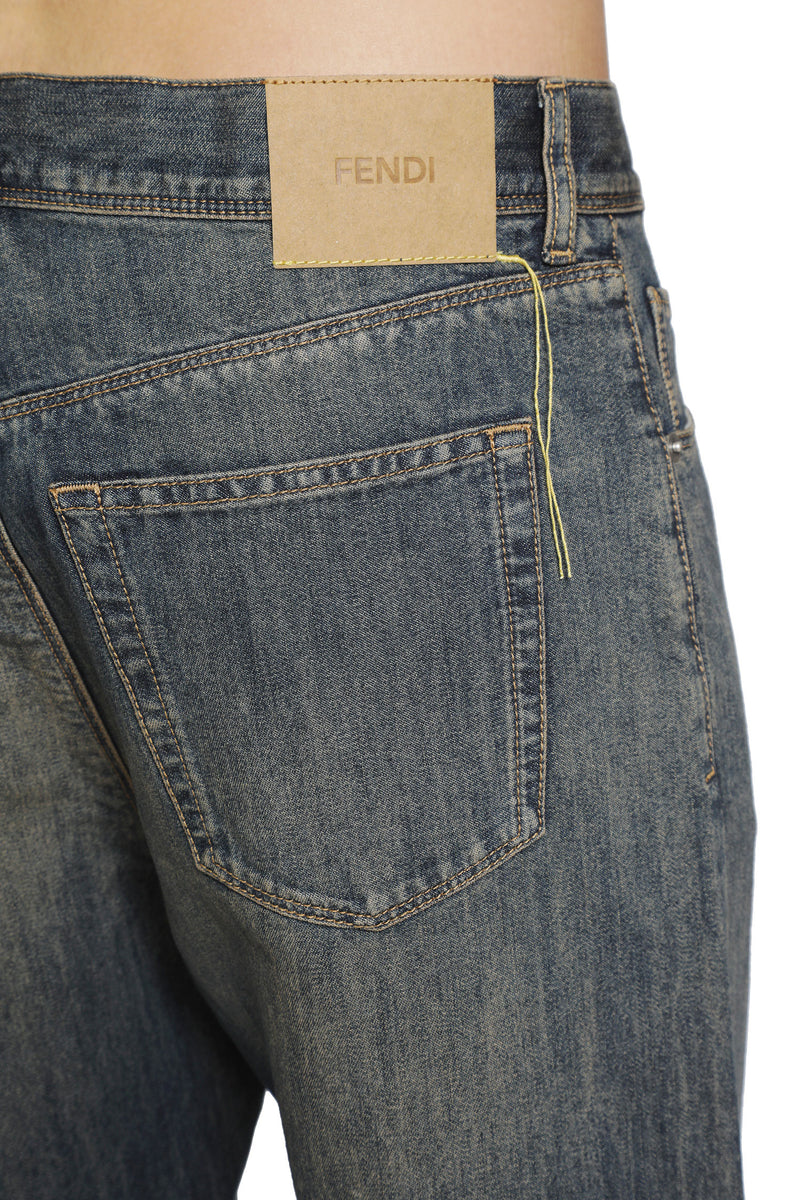 FENDI Washed Denim Long Jeans man
