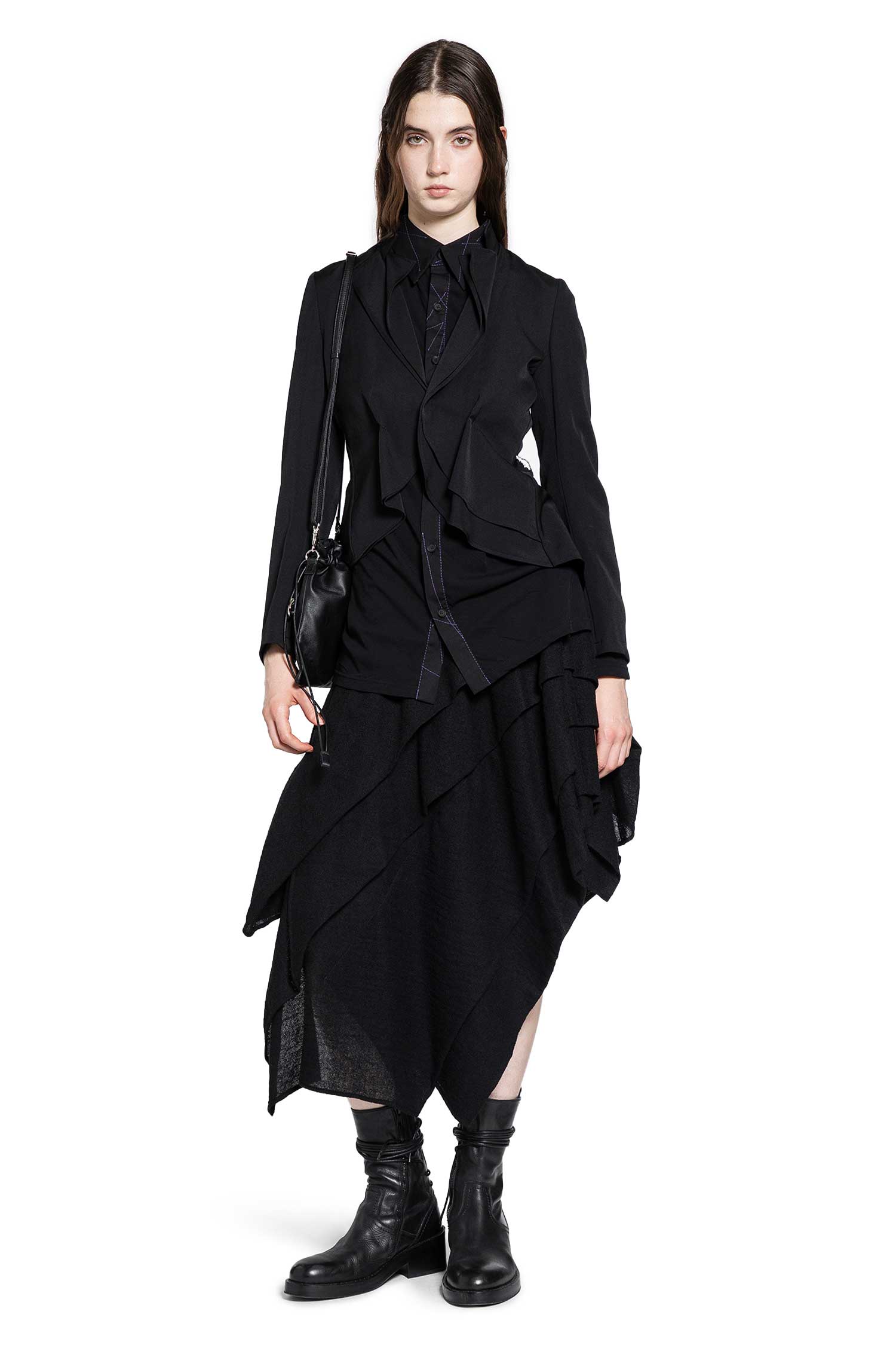Wool Gauze Tucked Stitch D Skirt