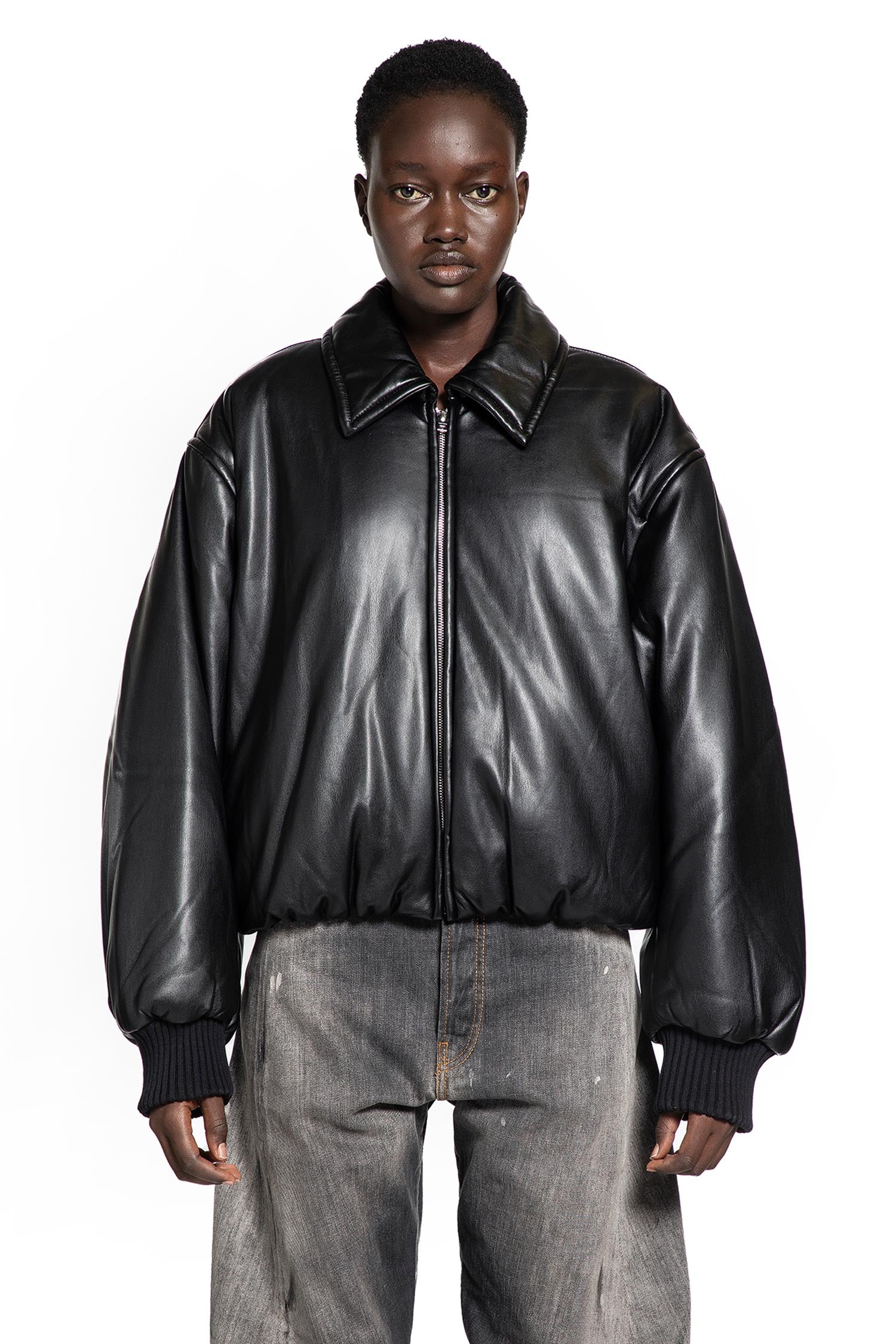 Faux Leather Bomber Jacket