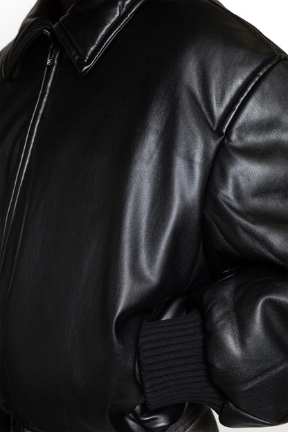 Faux Leather Bomber Jacket