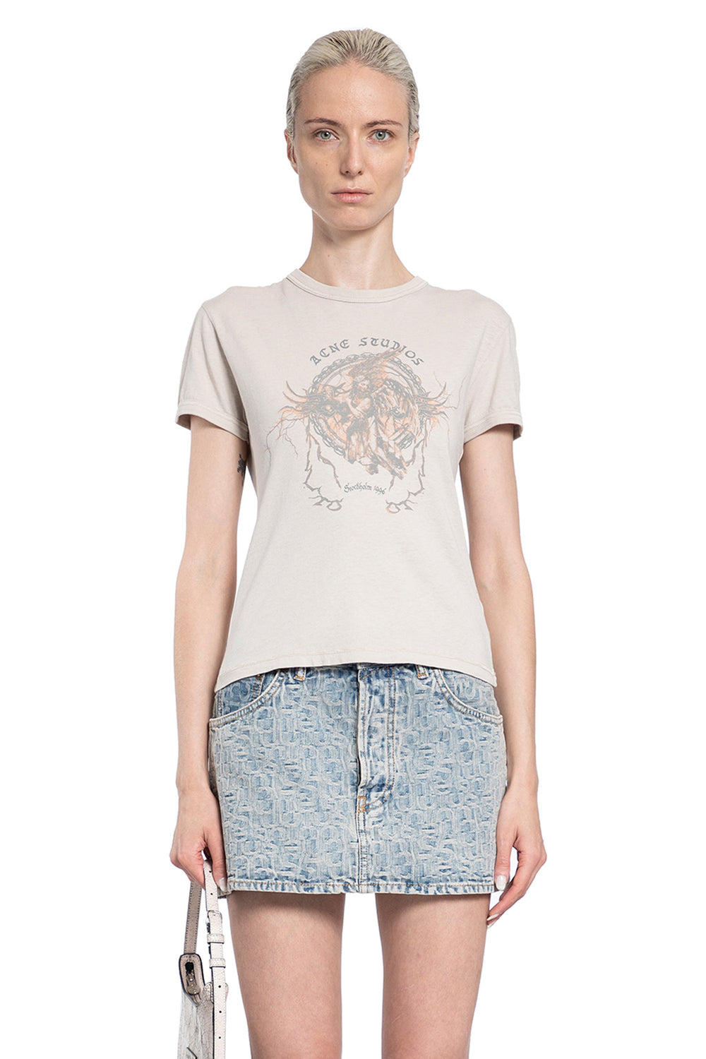 ACNE STUDIOS WOMAN GREY T-SHIRTS & TANK TOPS