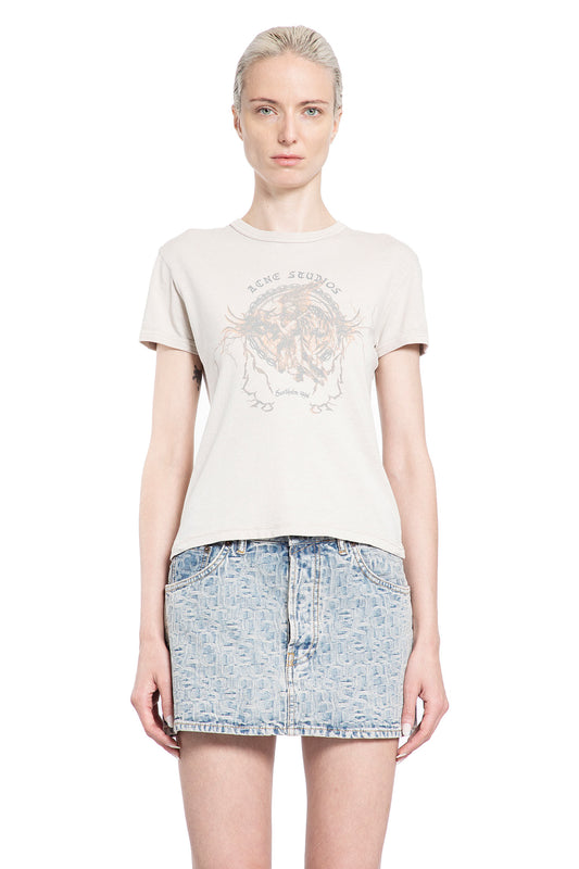 ACNE STUDIOS WOMAN GREY T-SHIRTS & TANK TOPS